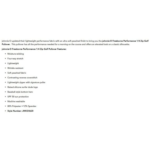 Johnnie-O Freeborn Performance Size Medium 1/4 Zip Golf Long Sleeve Shirt NWOT $ - Picture 7 of 11